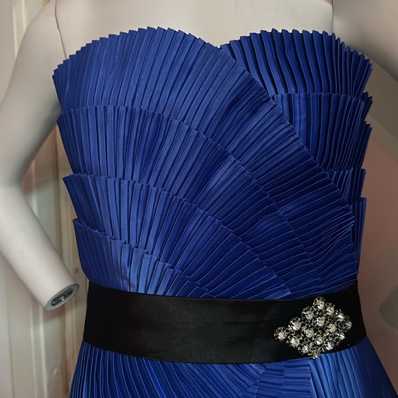 STUNNING! NWT LE Chateau Royal cobalt blue Pleated Cocktail wedding summer dress - Picture 2 of 6
